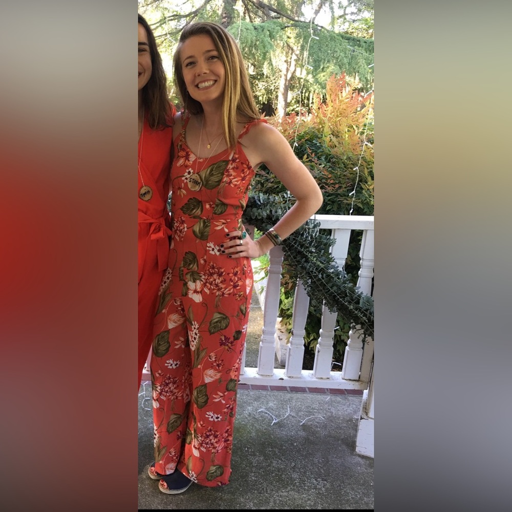 Floral coral jumpsuit